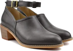 MOOMMO Women Mid Chunky Heel Loafers Almond Toe Stacked Heel Ankle Strap Pumps Gold Buckle 2 Inch Block Heel Western Ankle Booties Vintage Dress Shoes Comfort Office Casual 4-14 M US