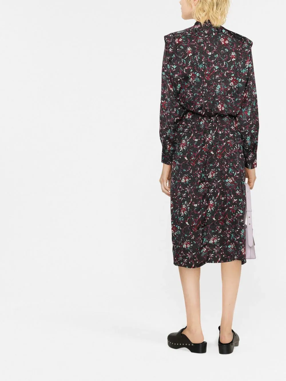 OKLEY FLORAL MIDI-PRINT DRESS BLK