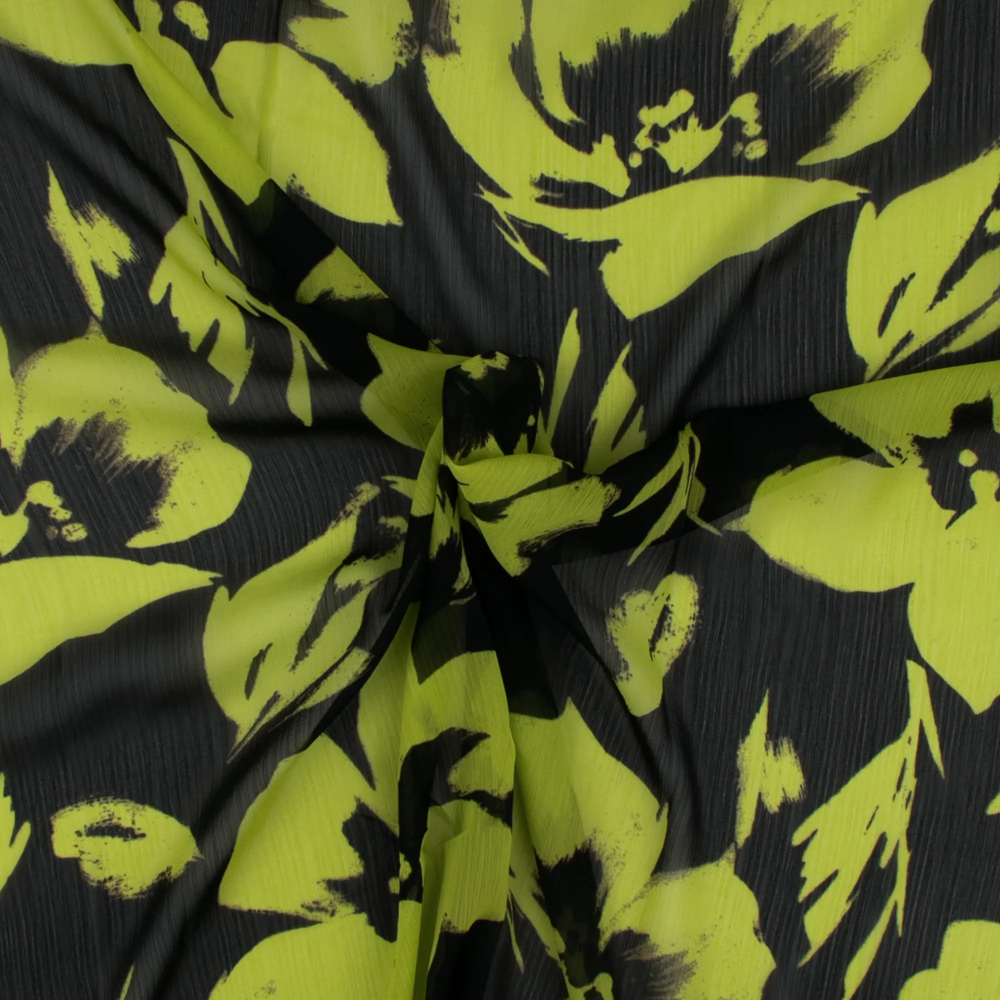 Printed Chiffon Yoryu - NAOMI - 001 - Black