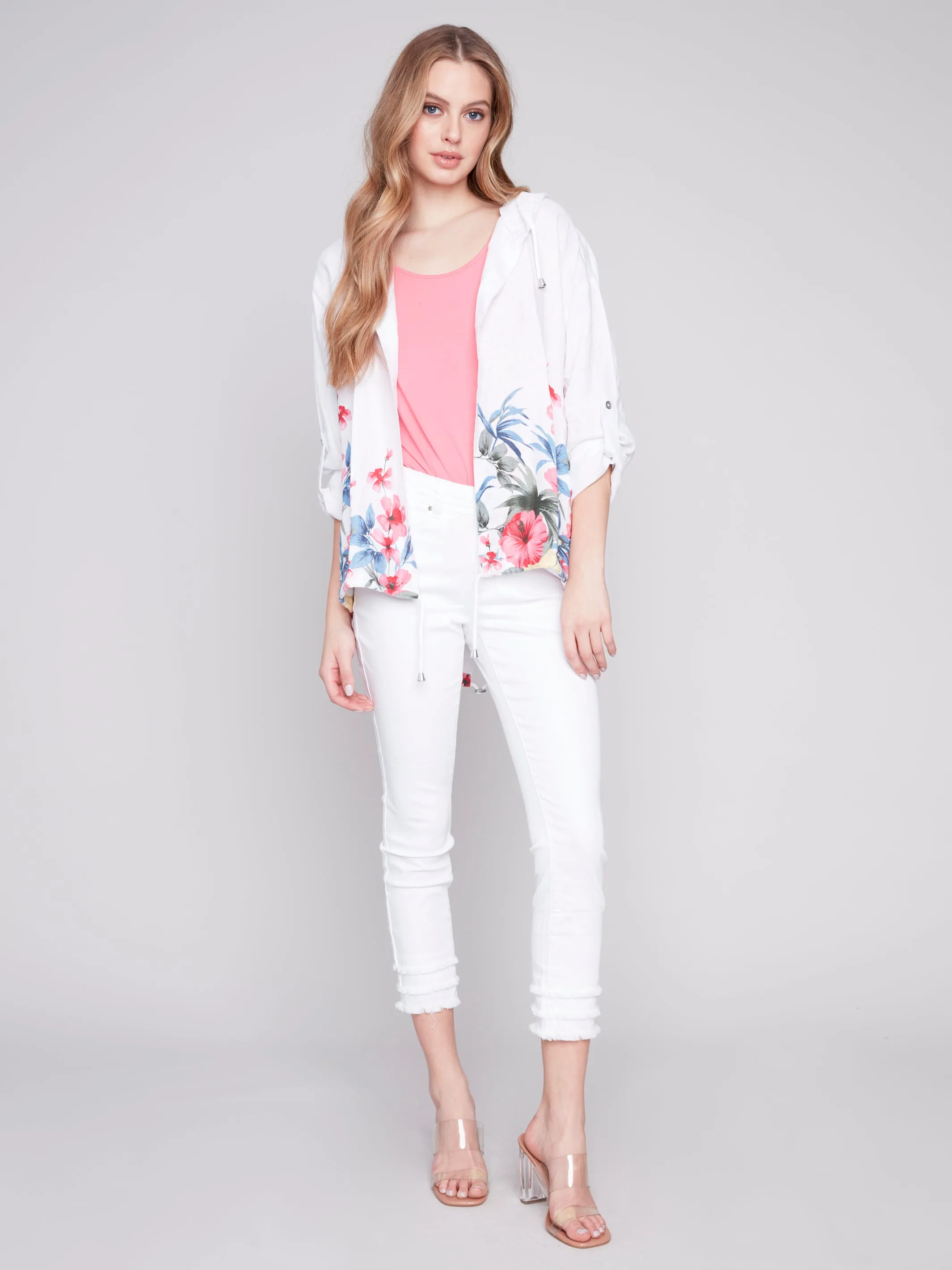 Printed Linen Duster Jacket