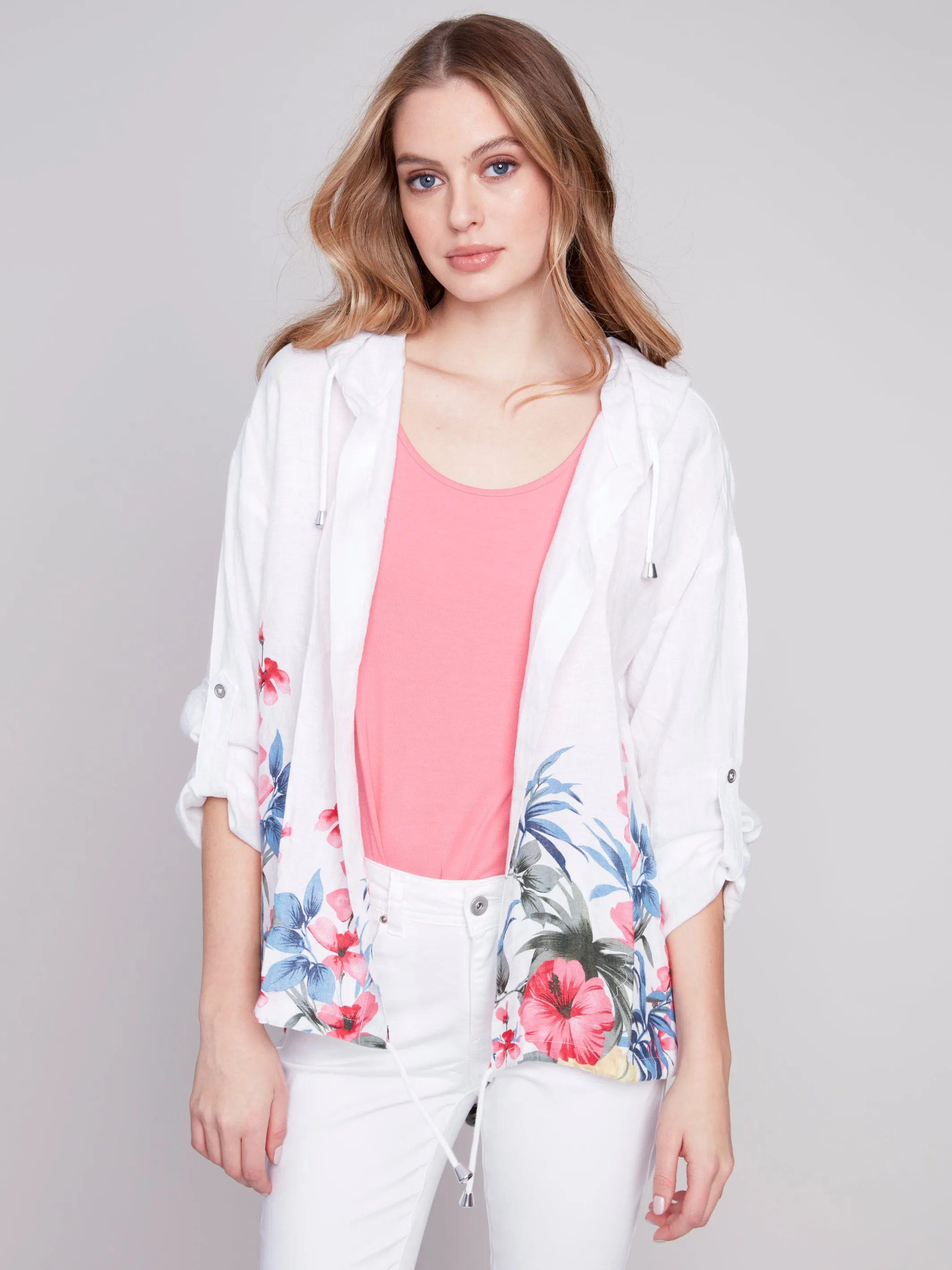 Printed Linen Duster Jacket