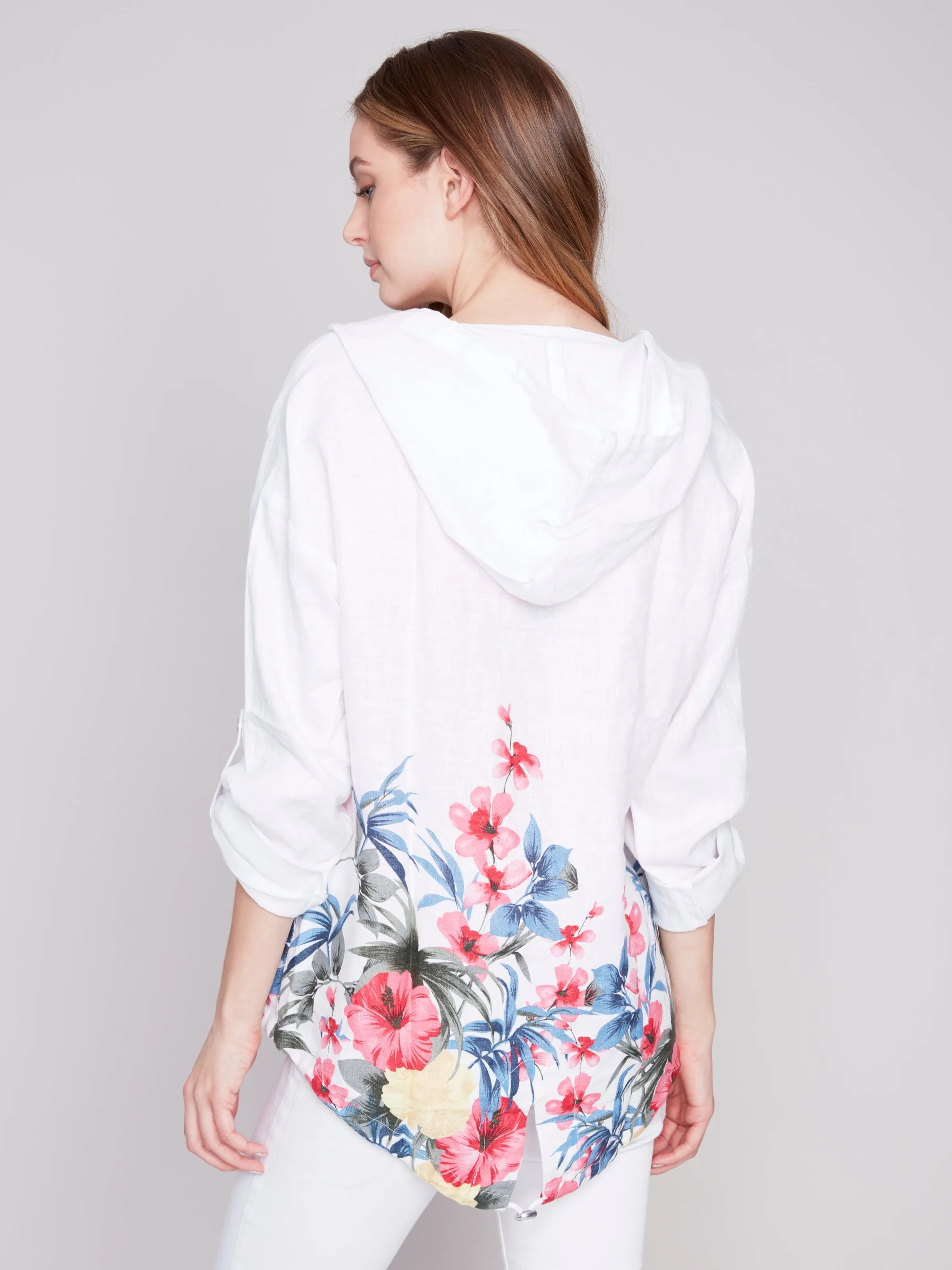 Printed Linen Duster Jacket