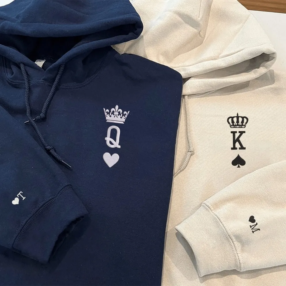 "King & Queen" Matching Hoodies – Personalized Couple Set