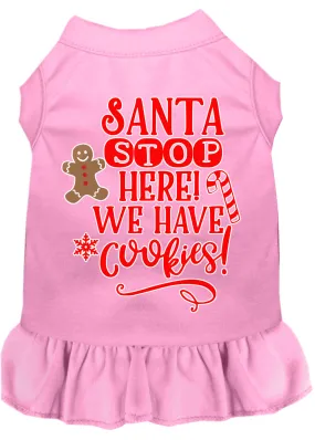 Santa, We Have Cookies Screen Print Dog Dress Light Pink Lg