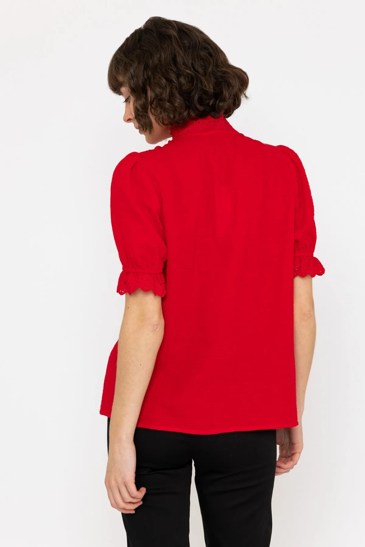 Short Sleeve Air Flow Blouse in Red