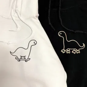Skater Dinosaur Matching Couple Sweatshirts - Personalized Embroidered Hoodies For Couples