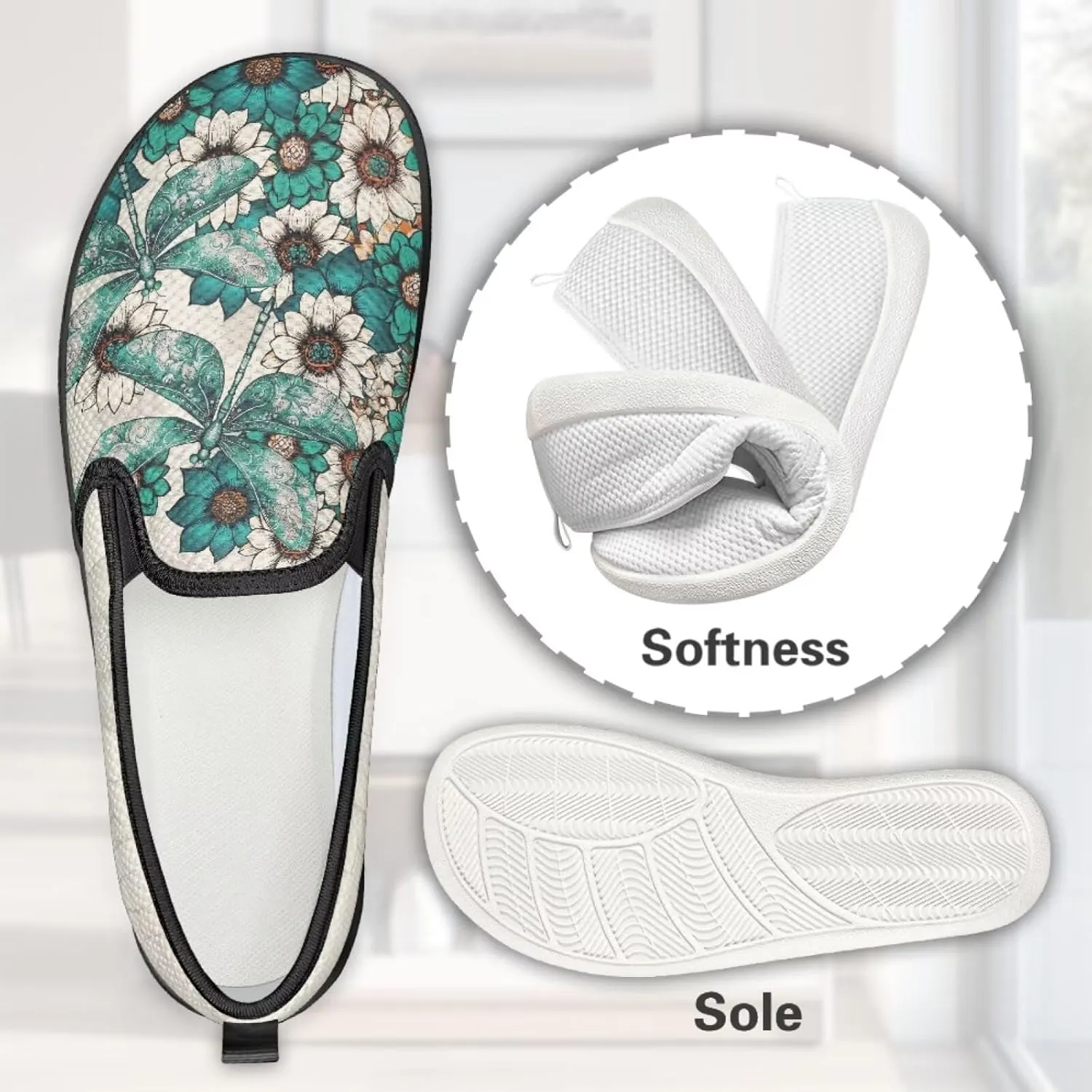 Southwest Tribal Mesh Flats for Women Anti-Slip Casual Sport Shoes No Laces Slip on Sneakers