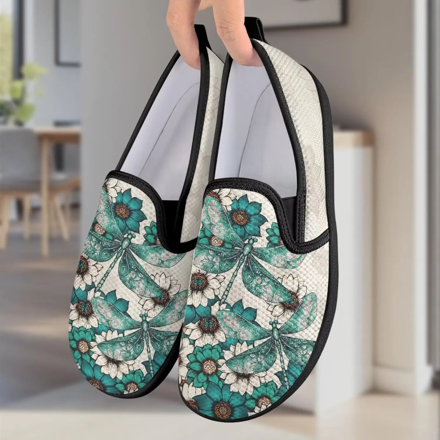 Southwest Tribal Mesh Flats for Women Anti-Slip Casual Sport Shoes No Laces Slip on Sneakers
