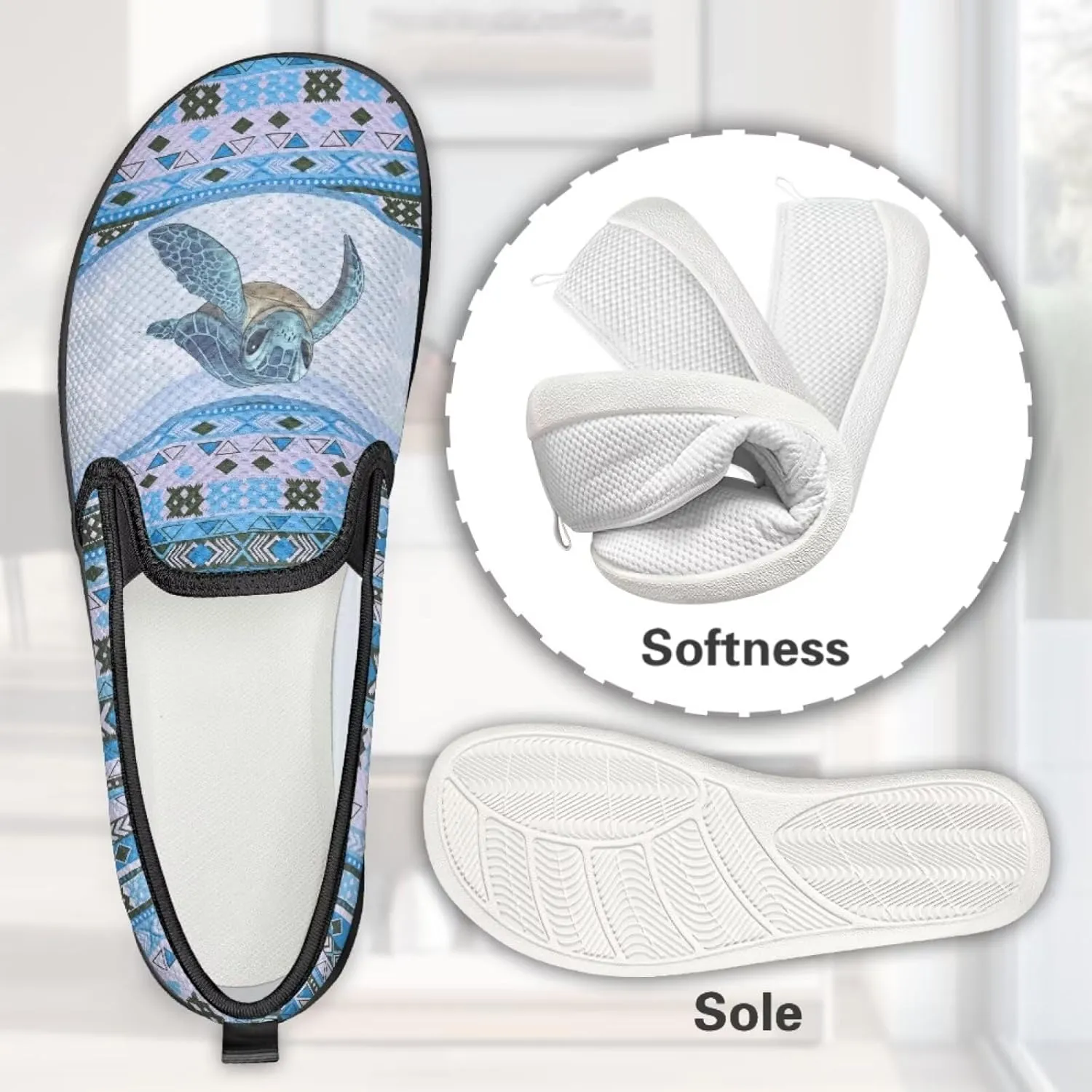 Southwest Tribal Mesh Flats for Women Anti-Slip Casual Sport Shoes No Laces Slip on Sneakers