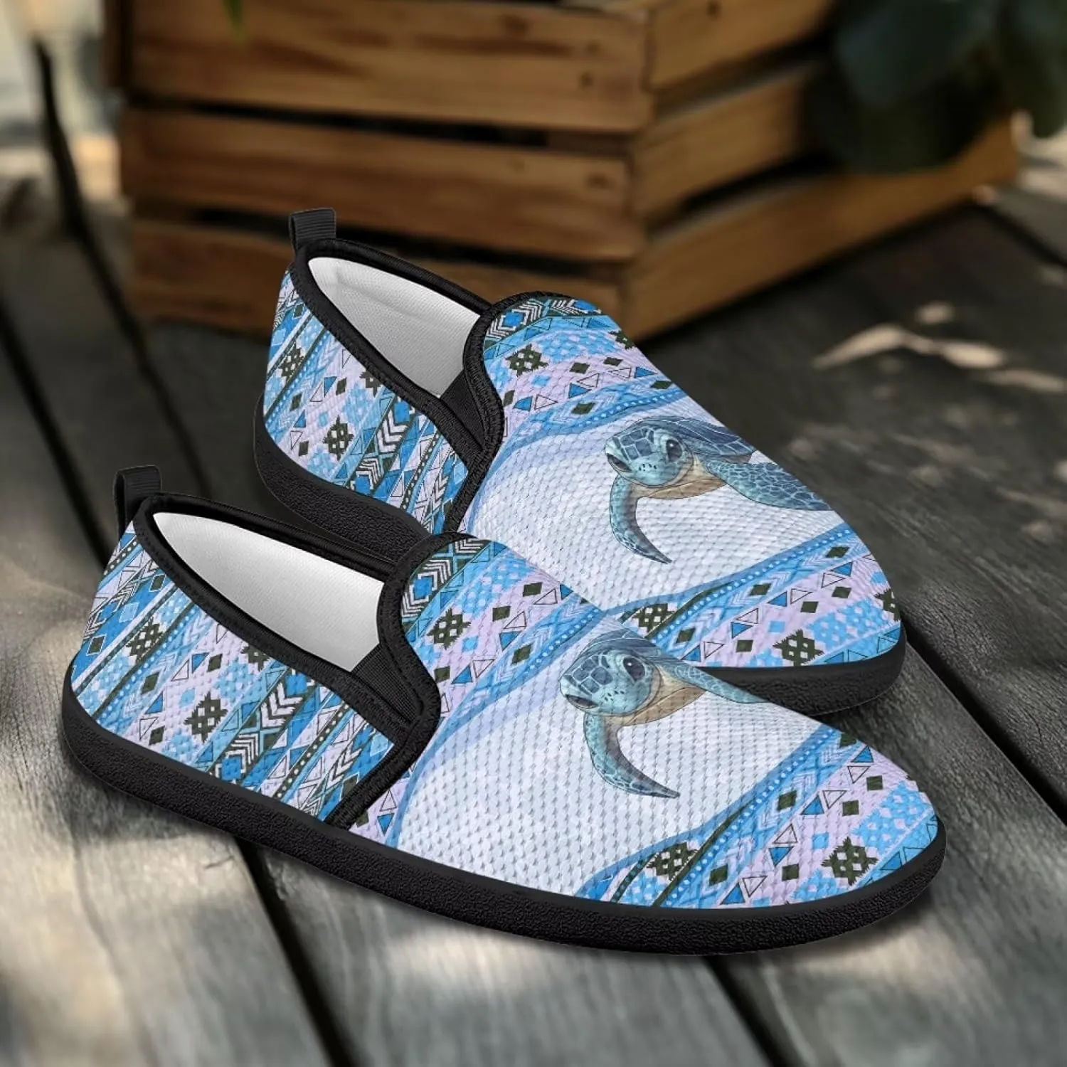 Southwest Tribal Mesh Flats for Women Anti-Slip Casual Sport Shoes No Laces Slip on Sneakers
