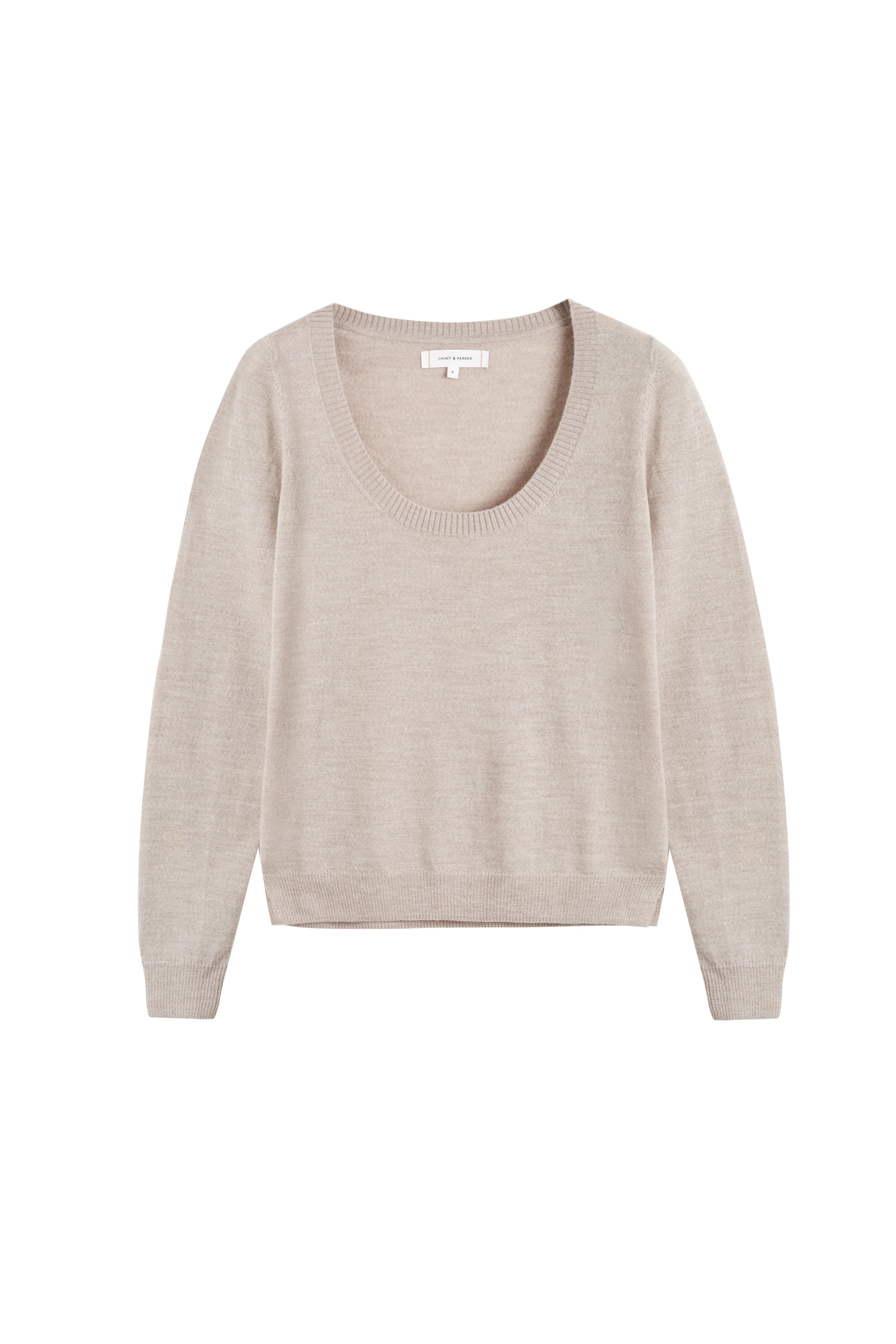 Taupe Pure Merino Scoop Neck Sweater