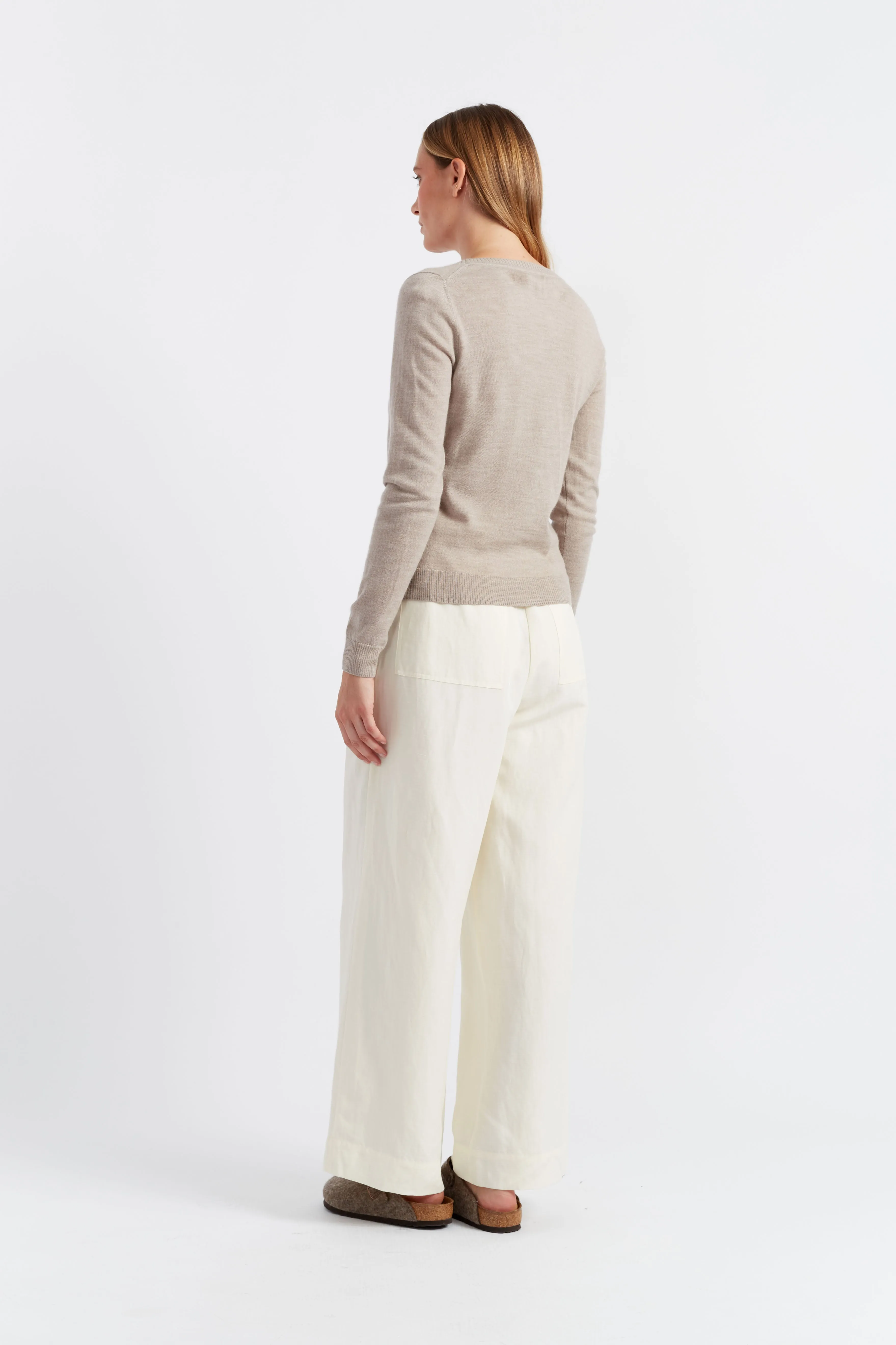 Taupe Pure Merino Scoop Neck Sweater