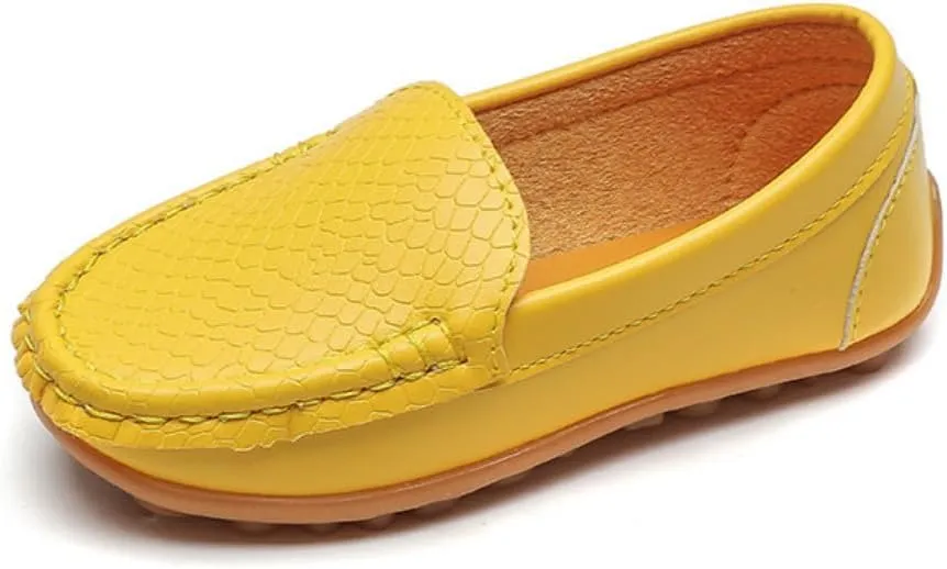 Unisex Kids Comfort Loafers Leather Slip-On Boat Shoes for Dress and Slacks or School Uniform(Toddler/Little Kid/Big Kid)