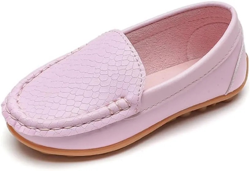 Unisex Kids Comfort Loafers Leather Slip-On Boat Shoes for Dress and Slacks or School Uniform(Toddler/Little Kid/Big Kid)