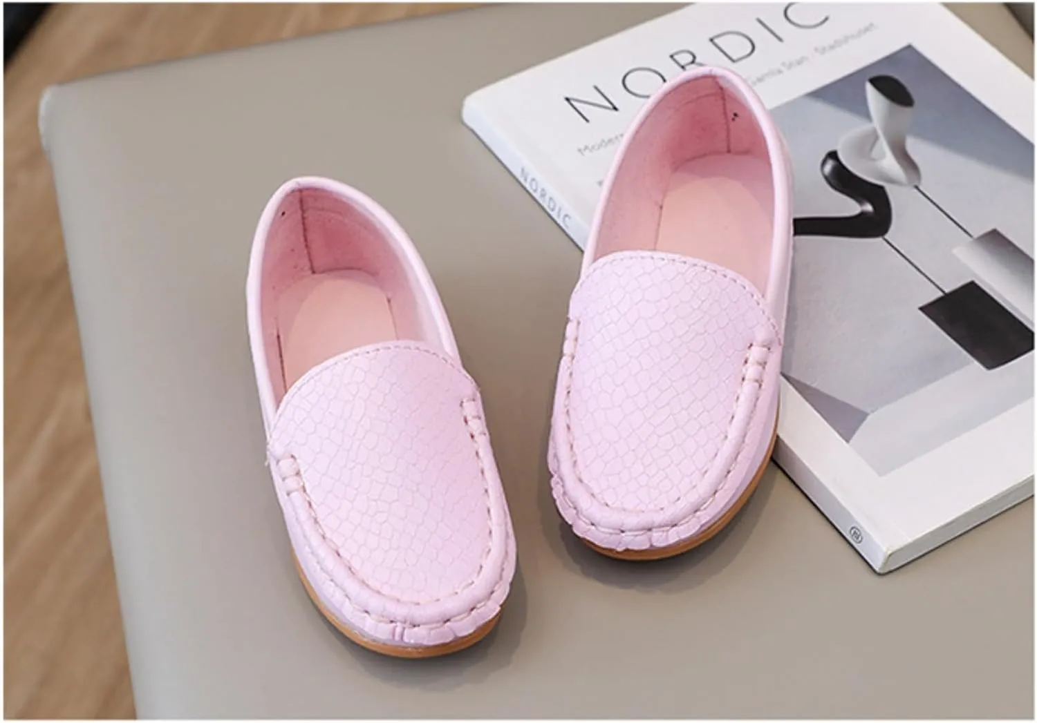Unisex Kids Comfort Loafers Leather Slip-On Boat Shoes for Dress and Slacks or School Uniform(Toddler/Little Kid/Big Kid)