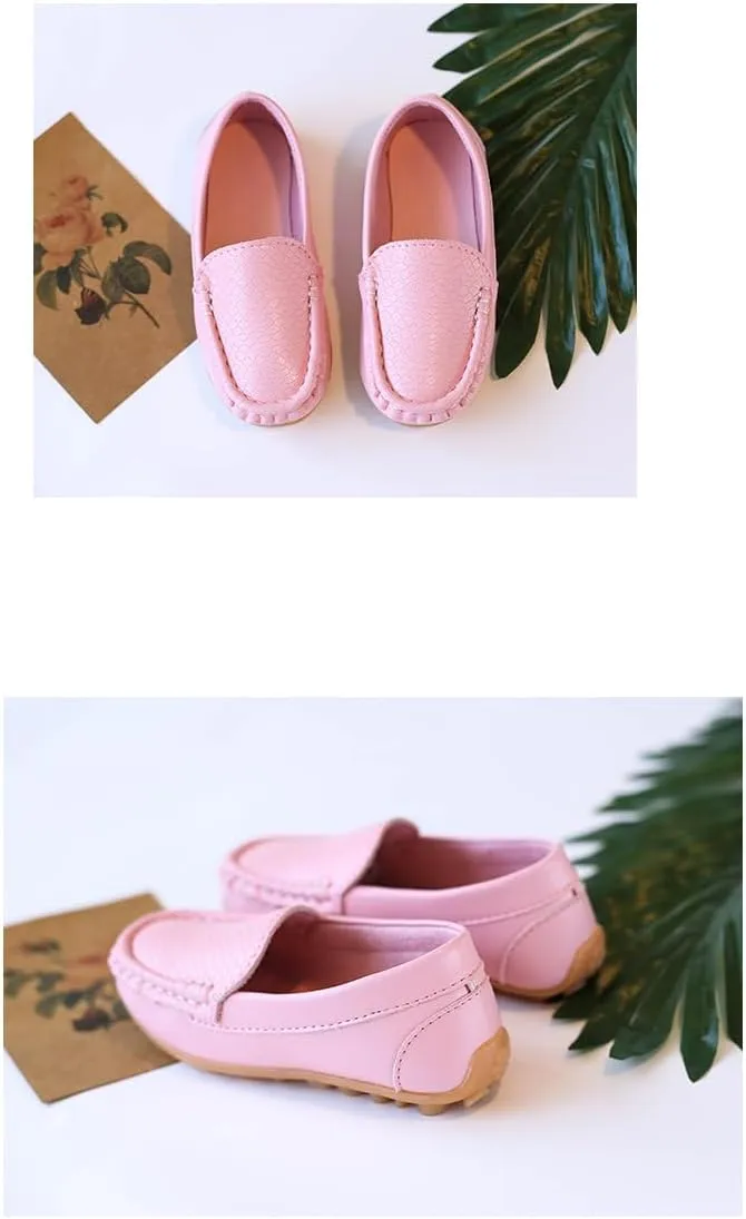 Unisex Kids Comfort Loafers Leather Slip-On Boat Shoes for Dress and Slacks or School Uniform(Toddler/Little Kid/Big Kid)
