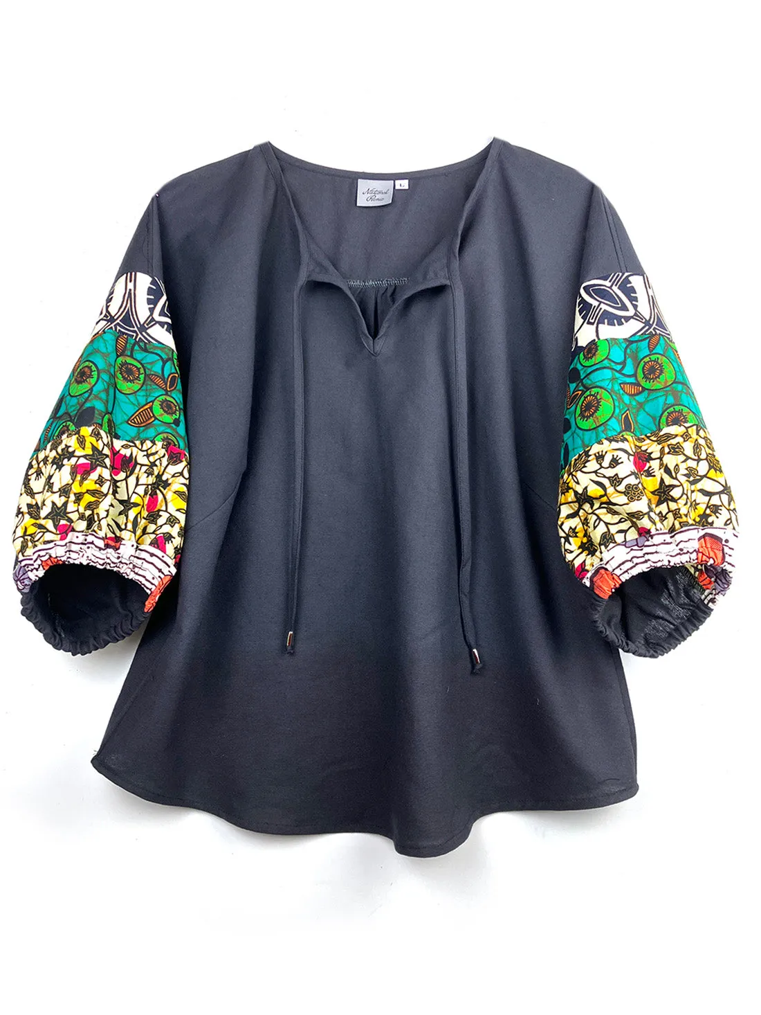 Wax Print Pouf Sleeve Blouse