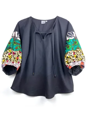 Wax Print Pouf Sleeve Blouse