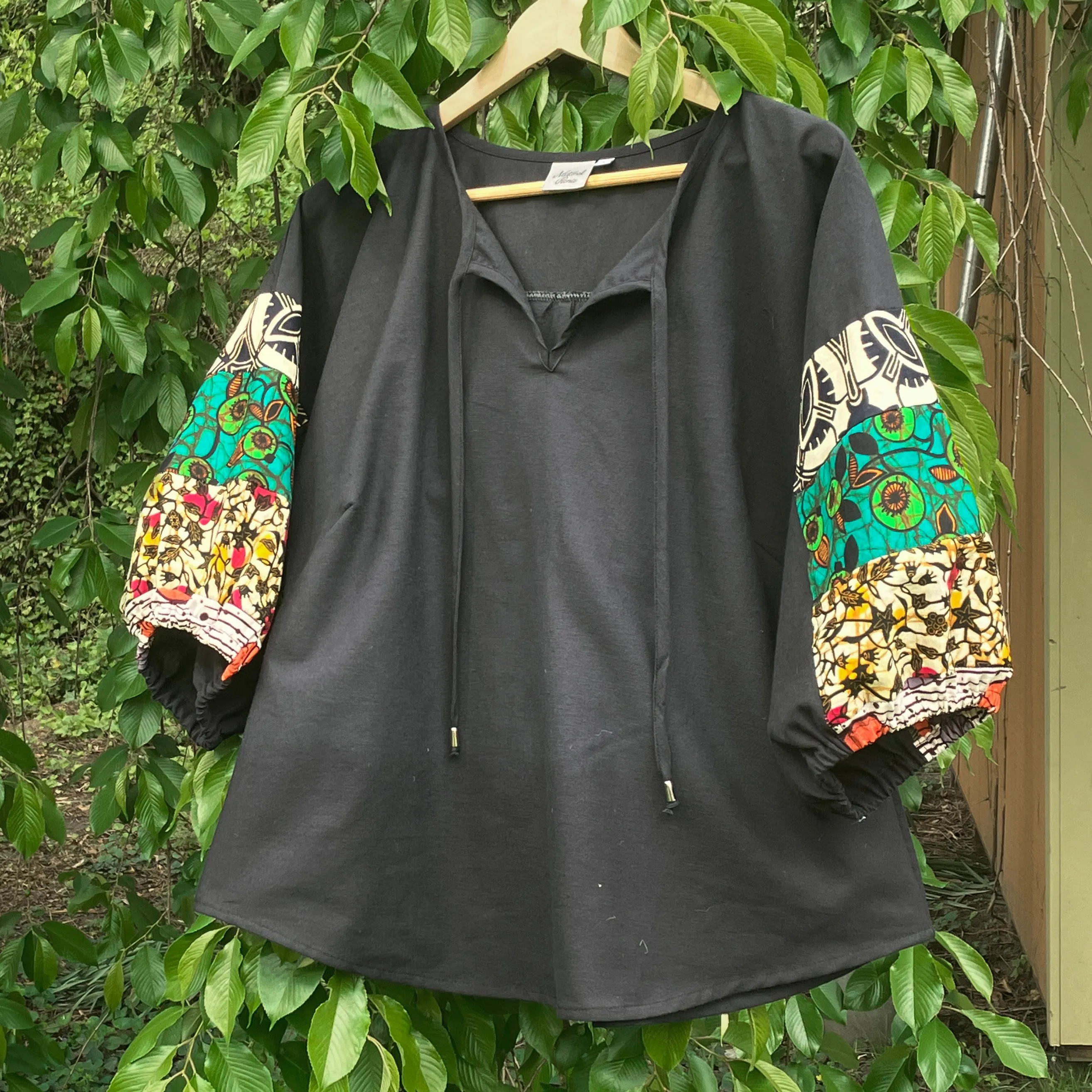 Wax Print Pouf Sleeve Blouse