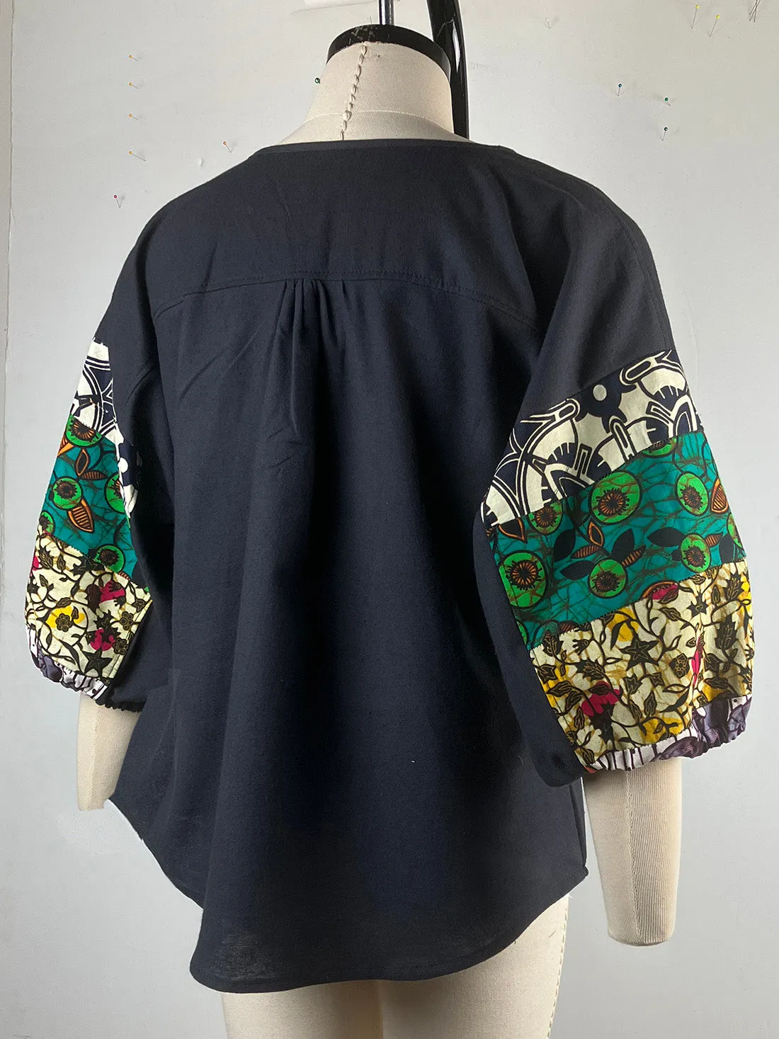 Wax Print Pouf Sleeve Blouse