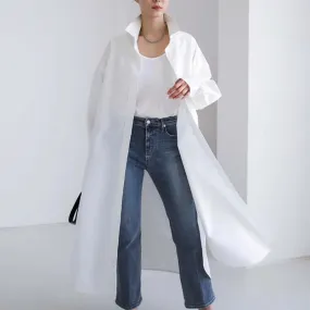 white dress shirt Cotton Women's Blouse - white button down dress