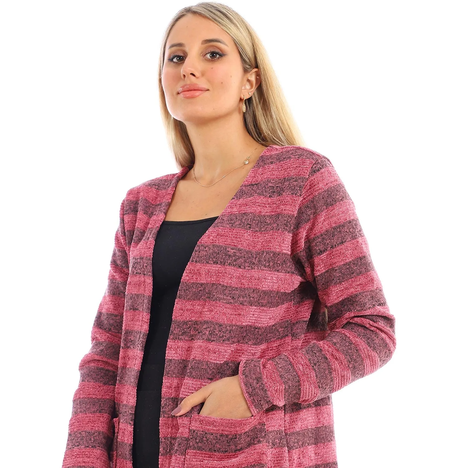 Wild Striped Cardigan With Pockets - Kady