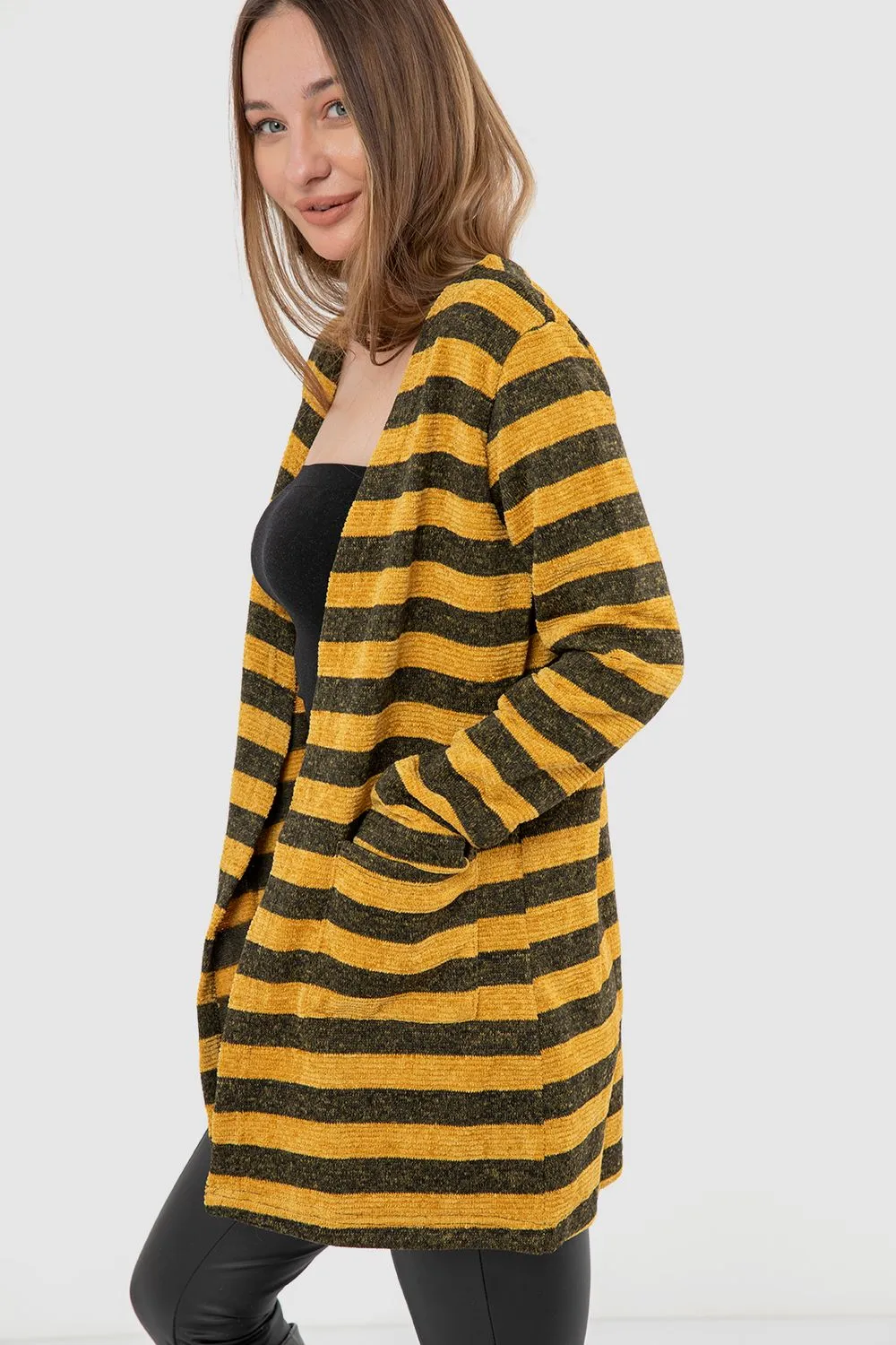 Wild Striped Cardigan With Pockets - Kady