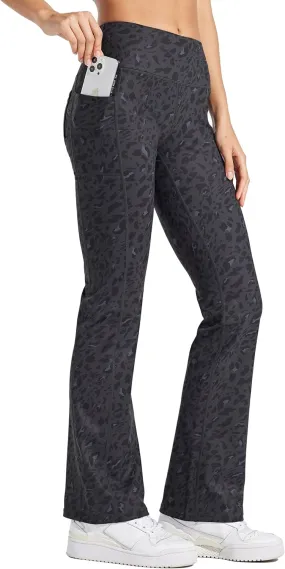 Willit Women's Fleece Lined Pants Yoga Bootcut Thermal Winter Pants High Waisted Flare Leggings Water Resistant