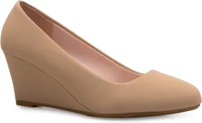 Women's Adorable Low Wedge Heel Shoe - Easy Low Pumps - Basic Slip On, Comfort