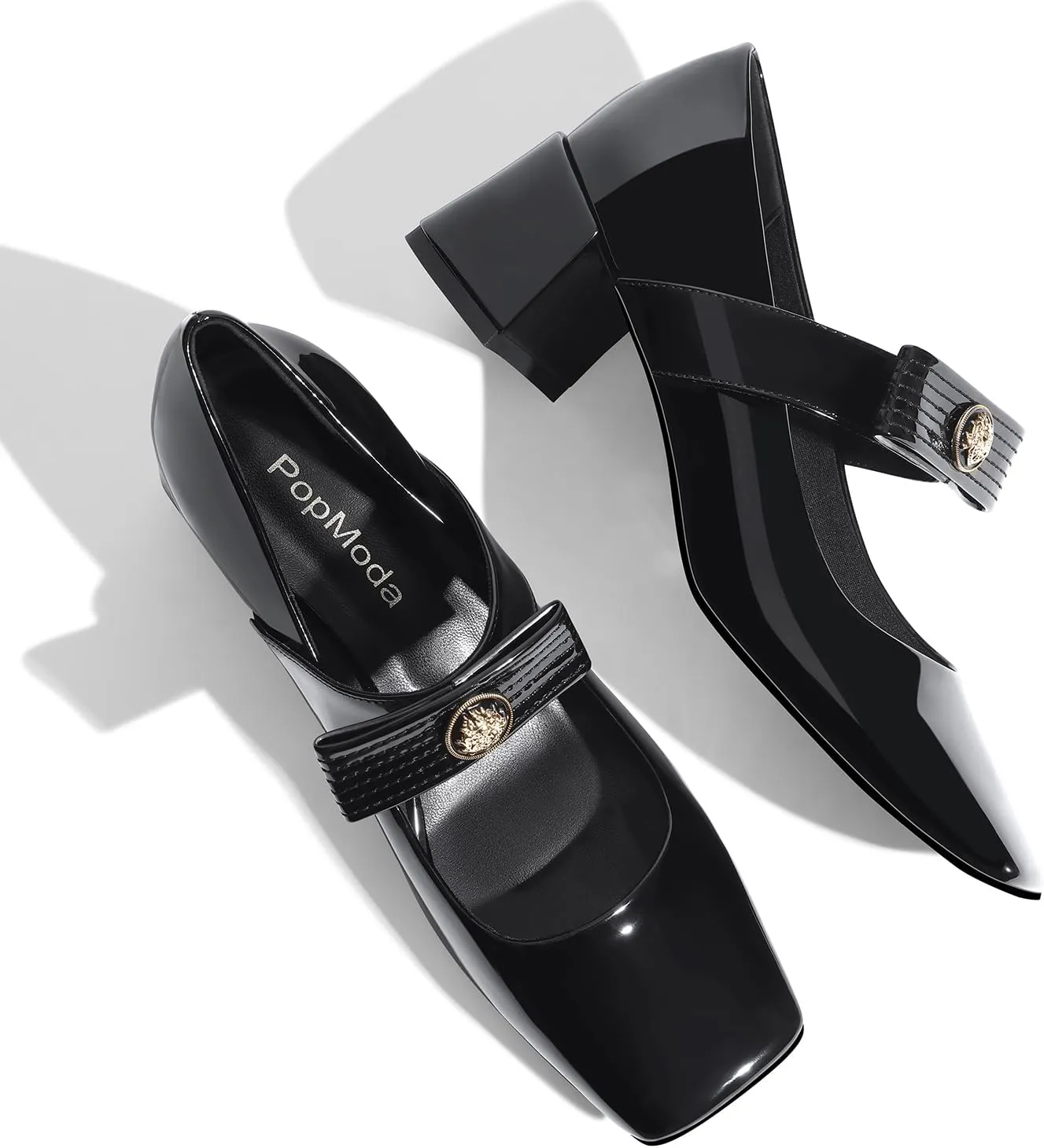 Womens Mary Jane Shoes Pumps Low Heels Closed Squera Toe Chunky Comfortable Dress Shoes Bow Tie Wedding Bride