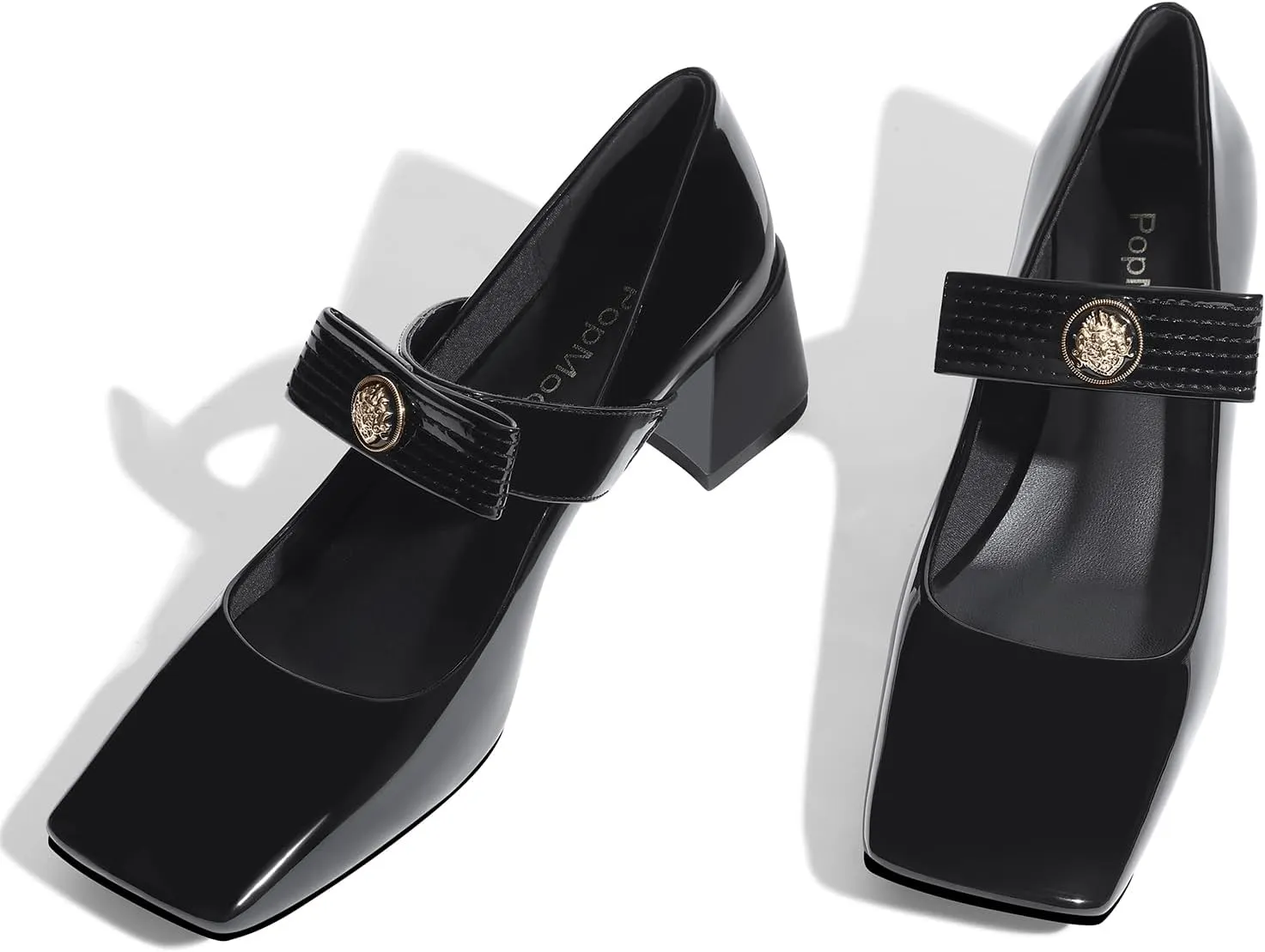Womens Mary Jane Shoes Pumps Low Heels Closed Squera Toe Chunky Comfortable Dress Shoes Bow Tie Wedding Bride